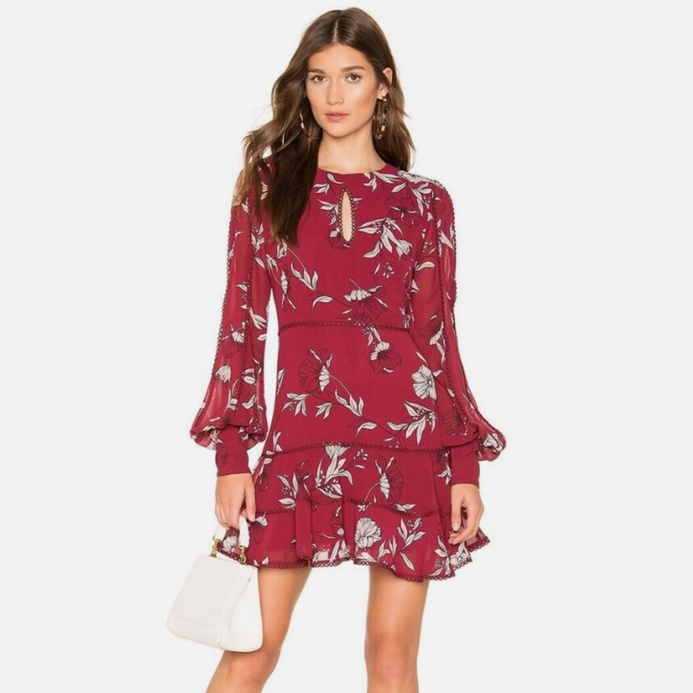 Bardot Tammy Trim Floral Dress in Boysenberry Size US 4 / XS